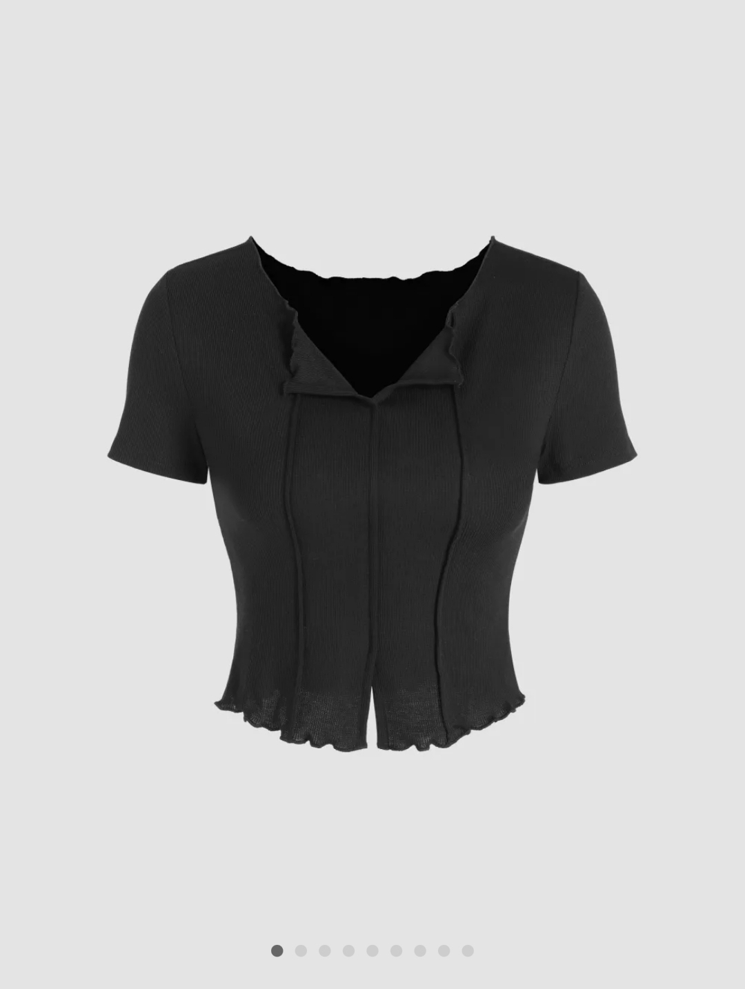 [Unsealed] Three Knit Vneck Trim Short Sleeve Top (XS) - photo 4