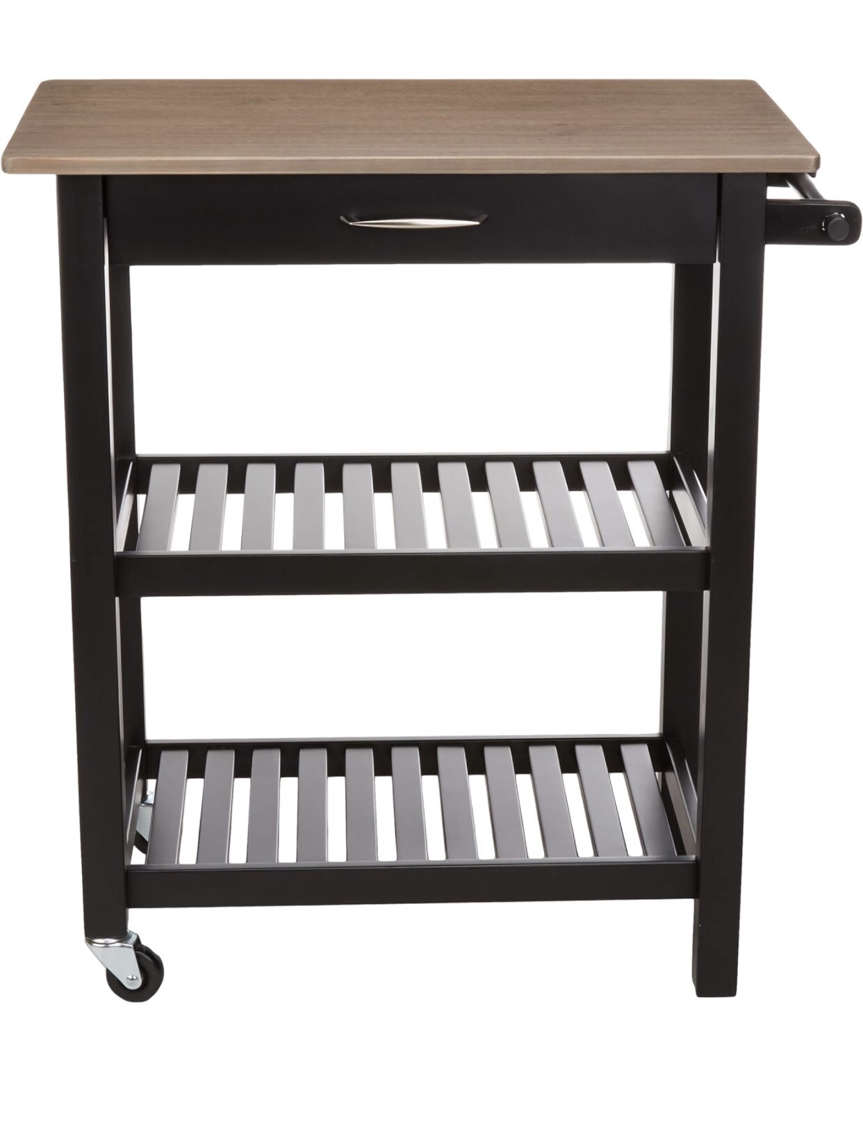 2 shelves Kitchen Island Cart with Storage, Solid Wood Top image indicator(4)