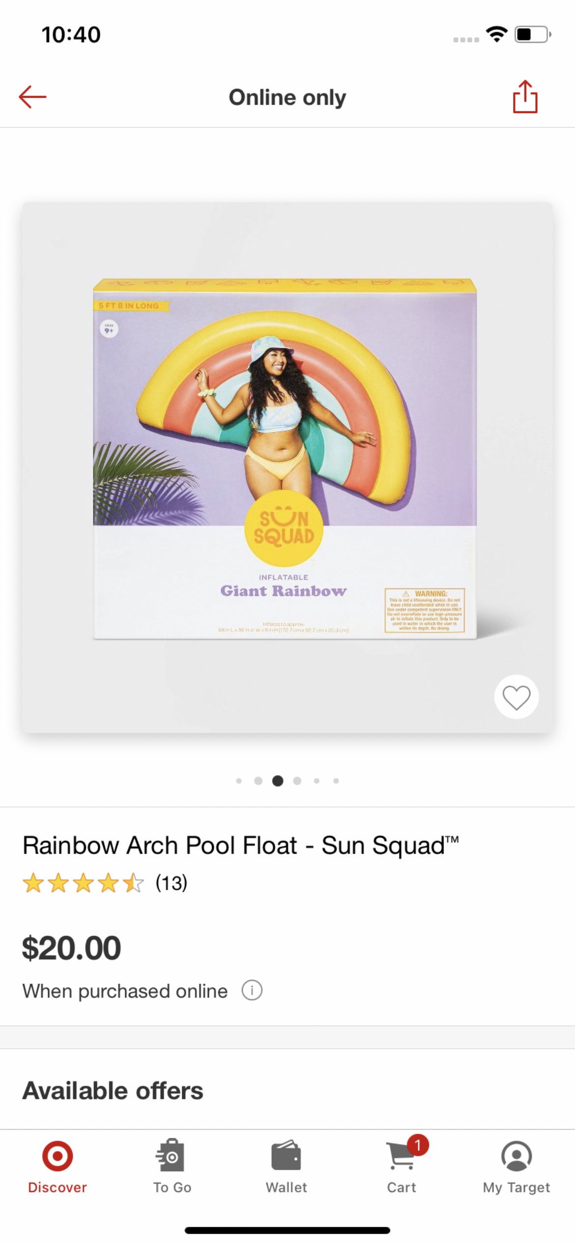 Inflatable rainbow pool float