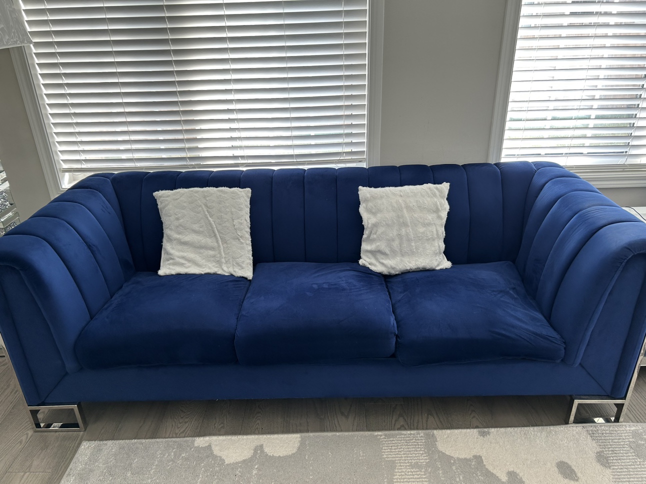 3 Piece Blue Velvet Couches