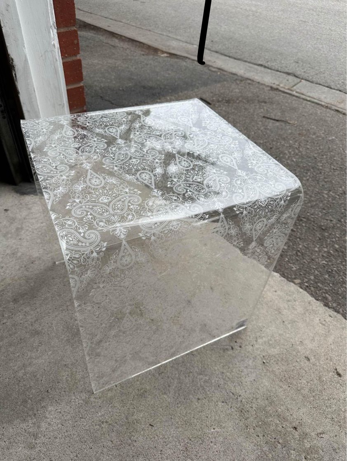 Acrylic Side Table in paisley print