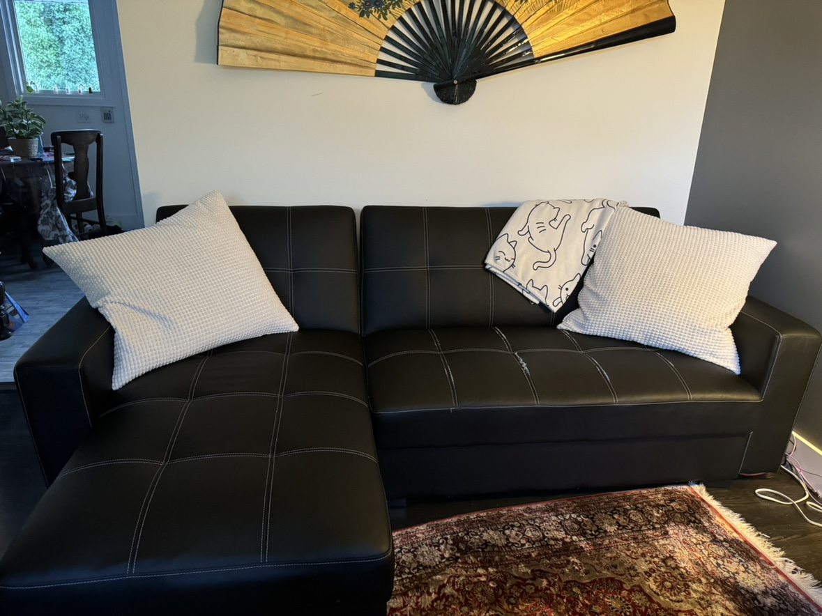Leather Couch with storage thumbnail