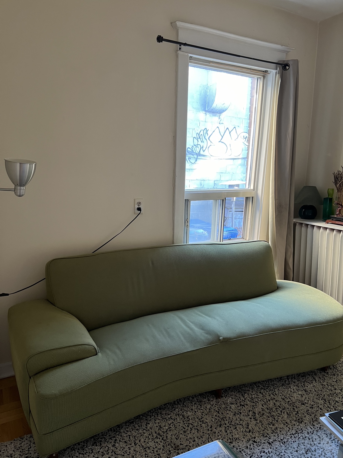 Vintage Green Curved Couch thumbnail