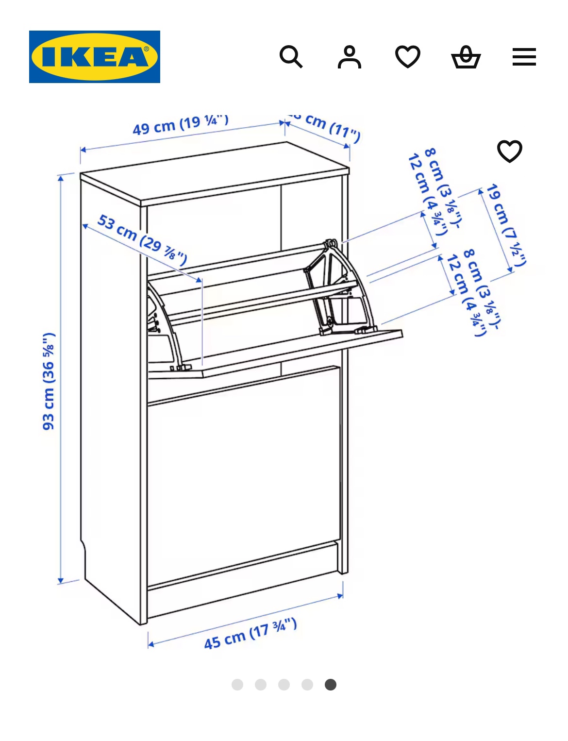 Shoe cabinet with 2 compartments