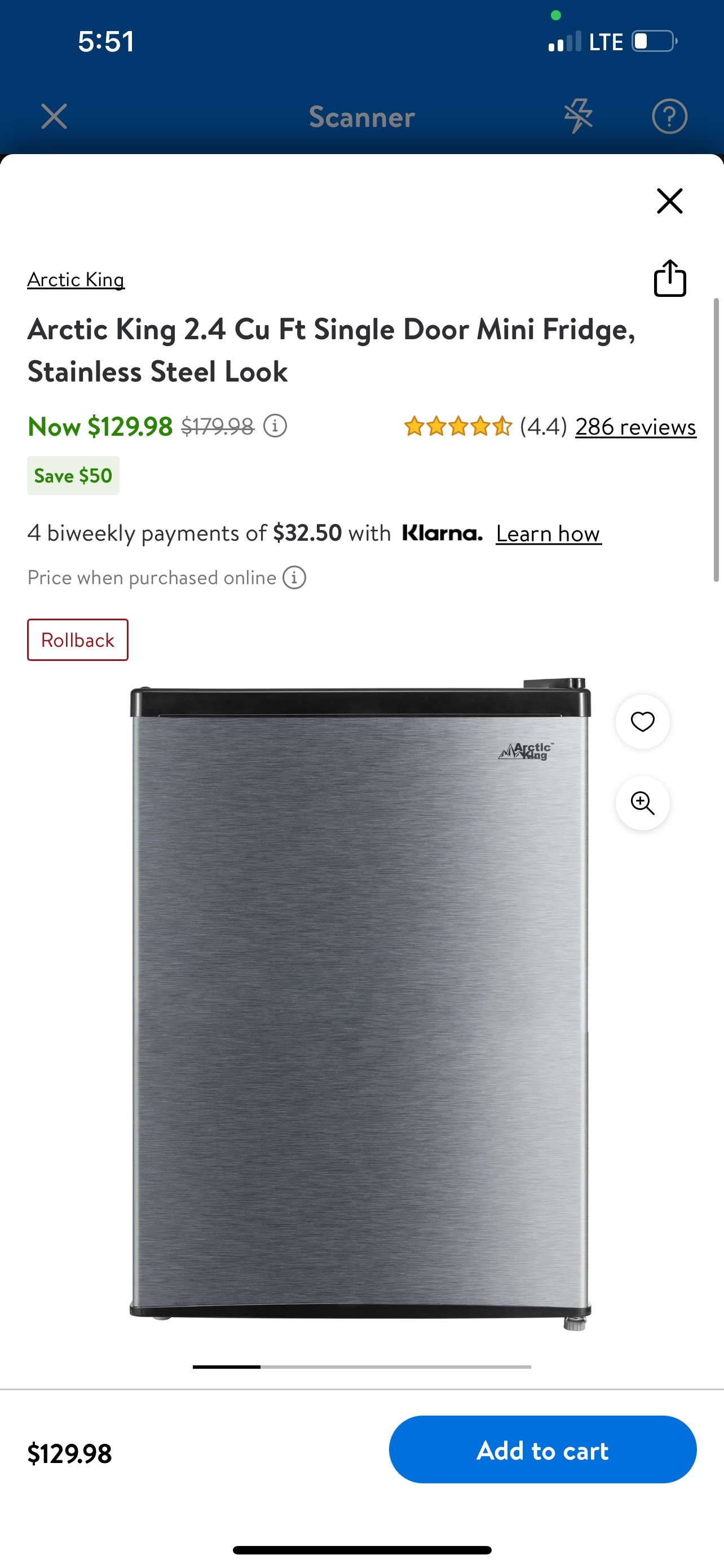 Arctic King 2.4 Cu Ft Single Door Mini Fridge thumbnail