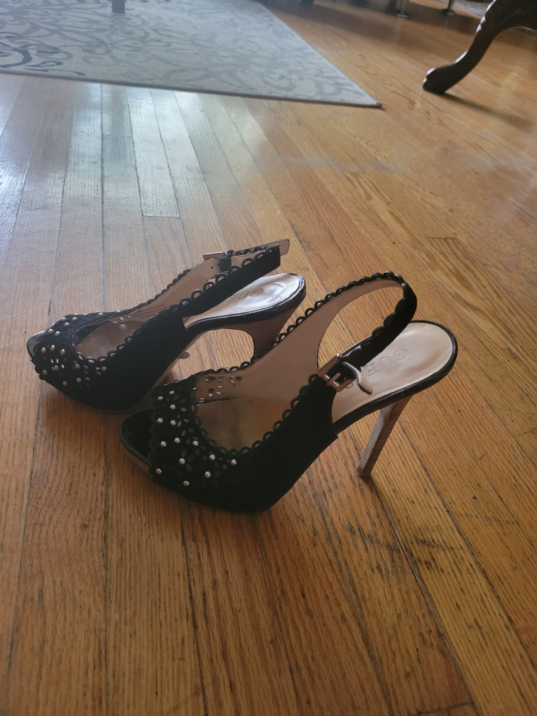high heel suede black beautiful design shoes