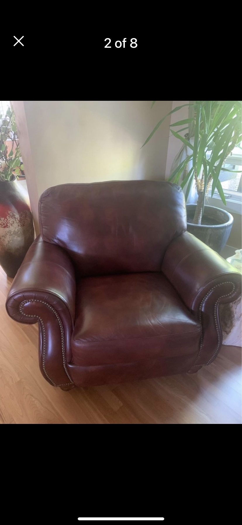 Natural leather sofa and chai - photo 4