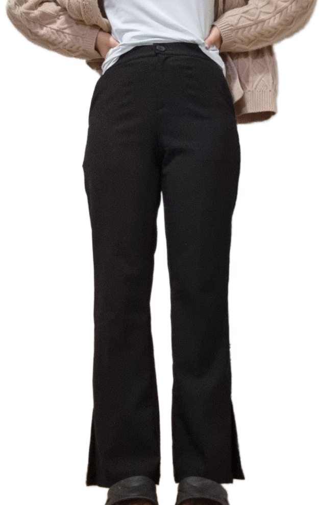 Stretchy high-waisted slacks pants black - photo 2
