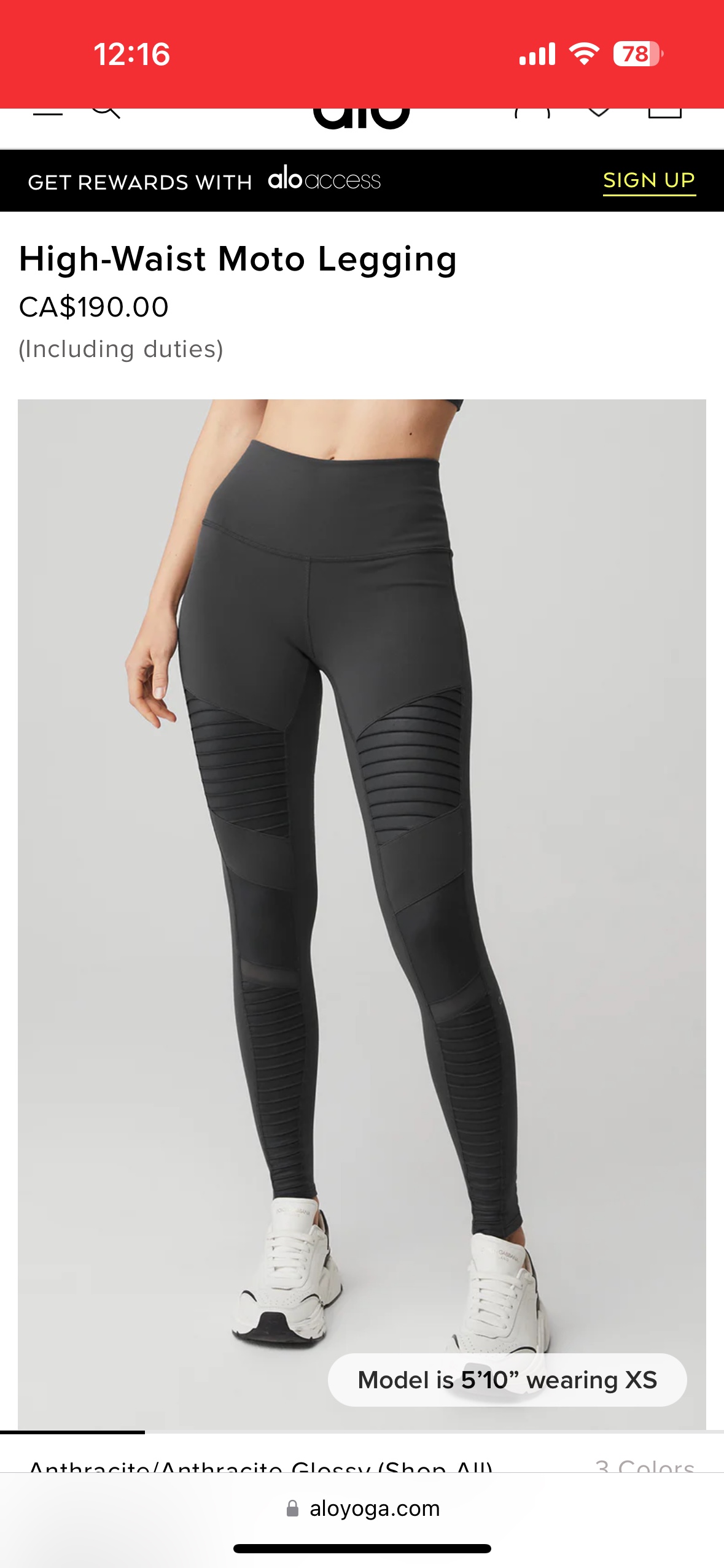 Alo high waist moto womens leggings