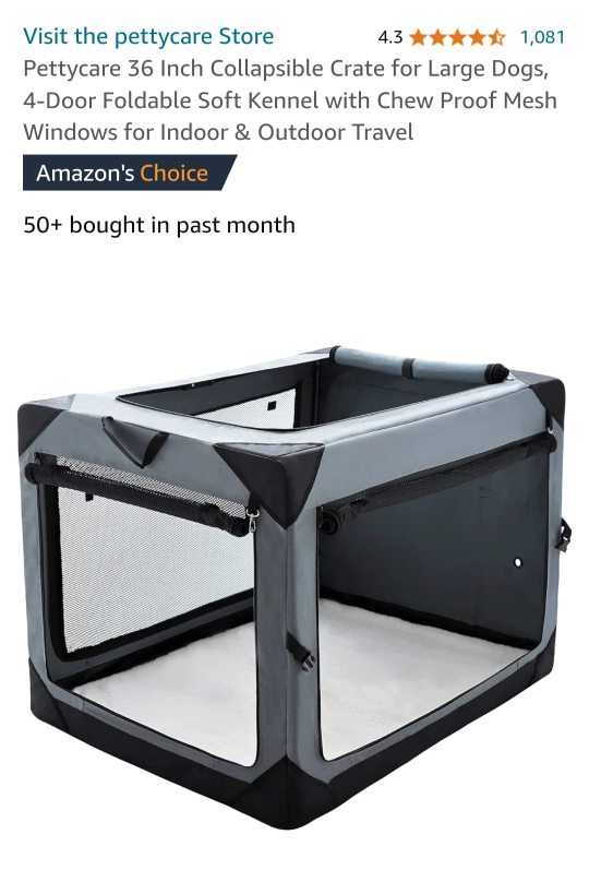 Pettycare 36 Inch Collapsible Crate for Large Dogs thumbnail