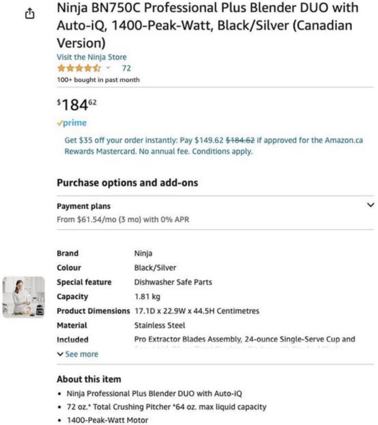 🧡  Ninja 1400W Professional Plus Blender DUO with Auto-iQ image indicator(7)