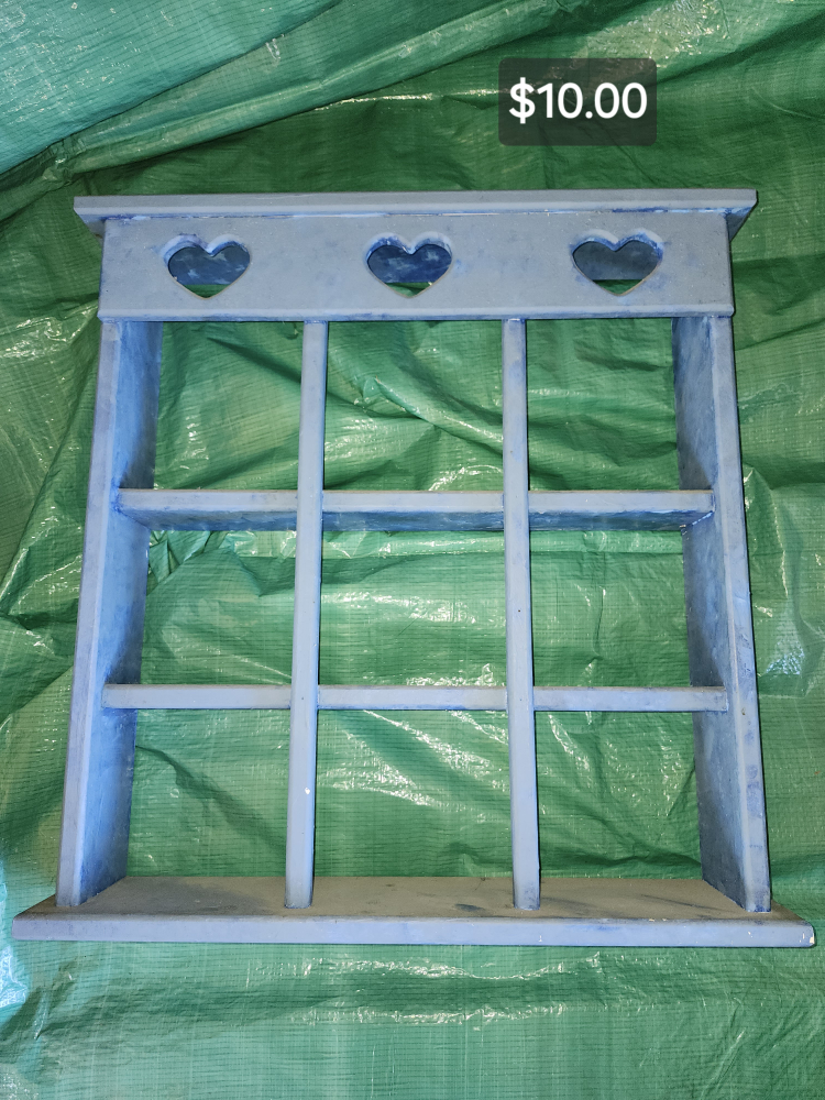 Blue hanging shelf