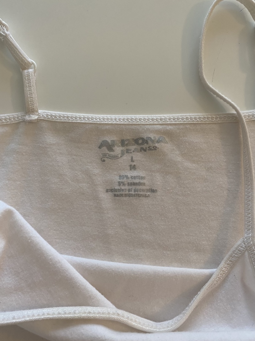 Set of two girls' size L camisole tank tops, white and pink image indicator(4)