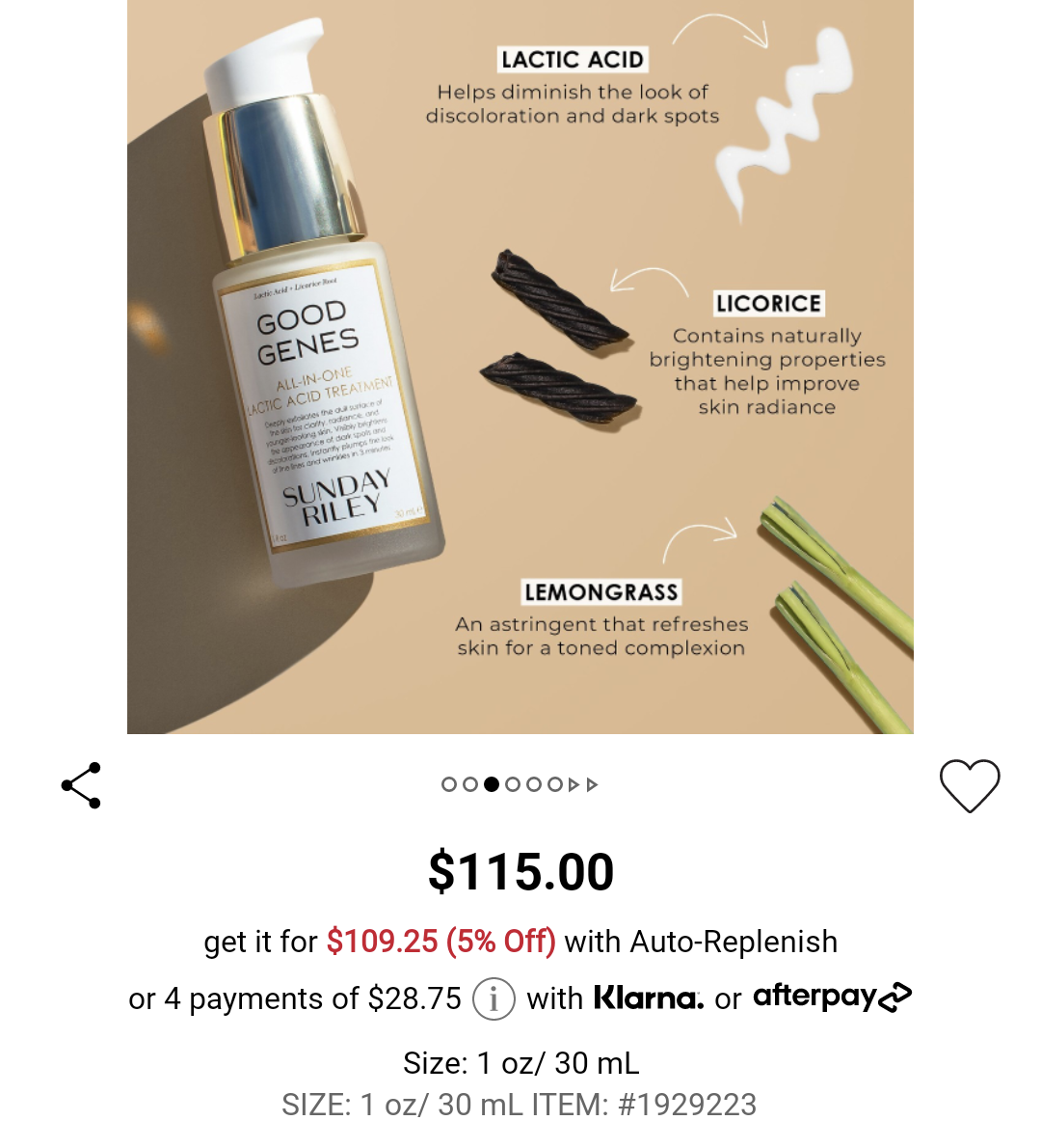 Sunday Riley:  Good genes lactic acid treatment image indicator(2)