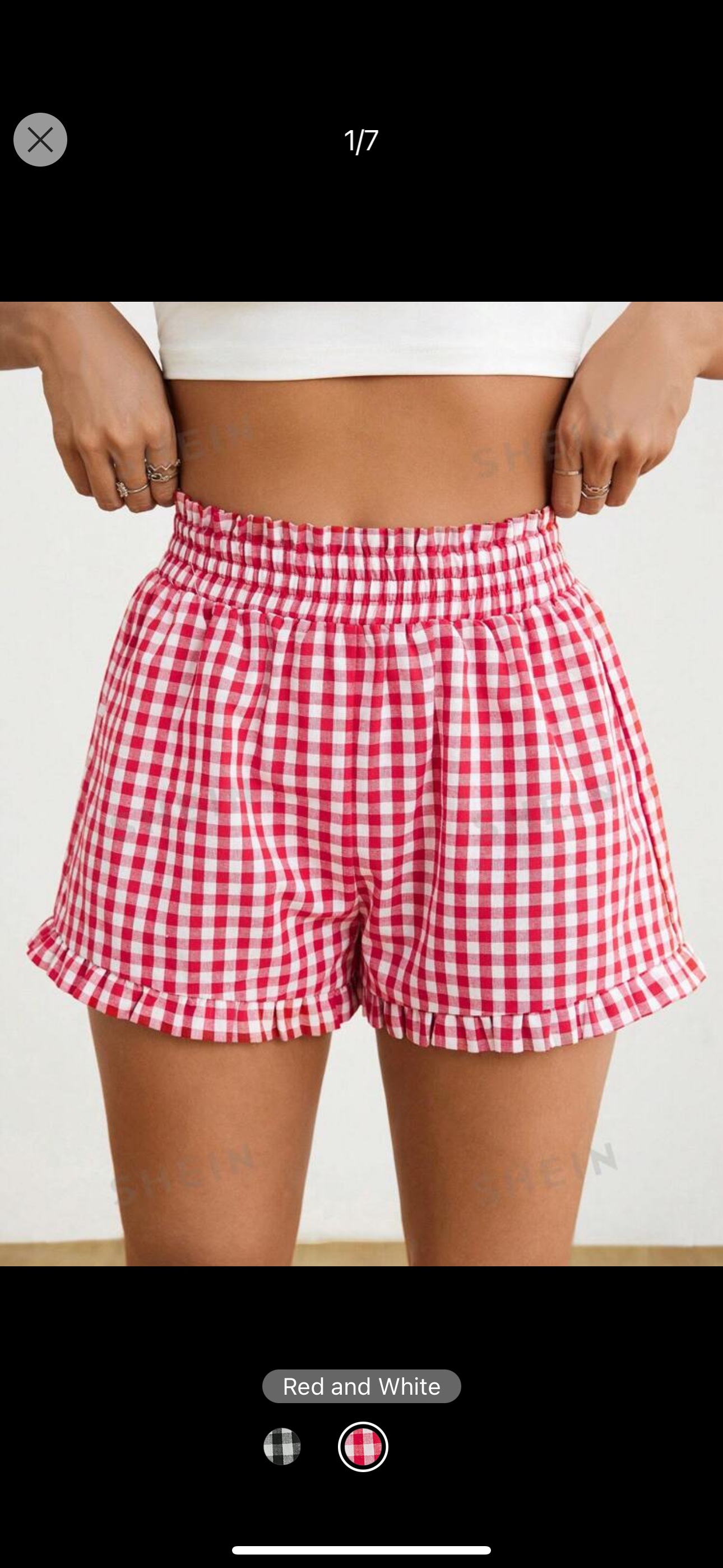 Plaid ruffle hem shorts thumbnail