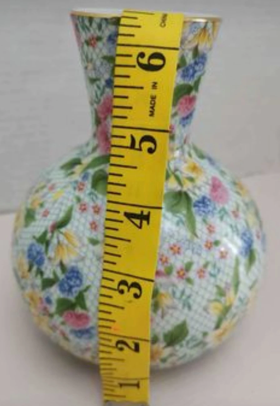 FLORAL CHINTZ Bud Vase With Gold Rim - photo 2