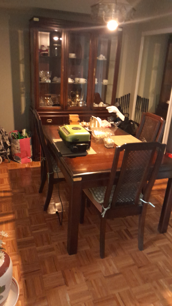 Family dining table with 6 chairs and a matching cabinet - photo 2