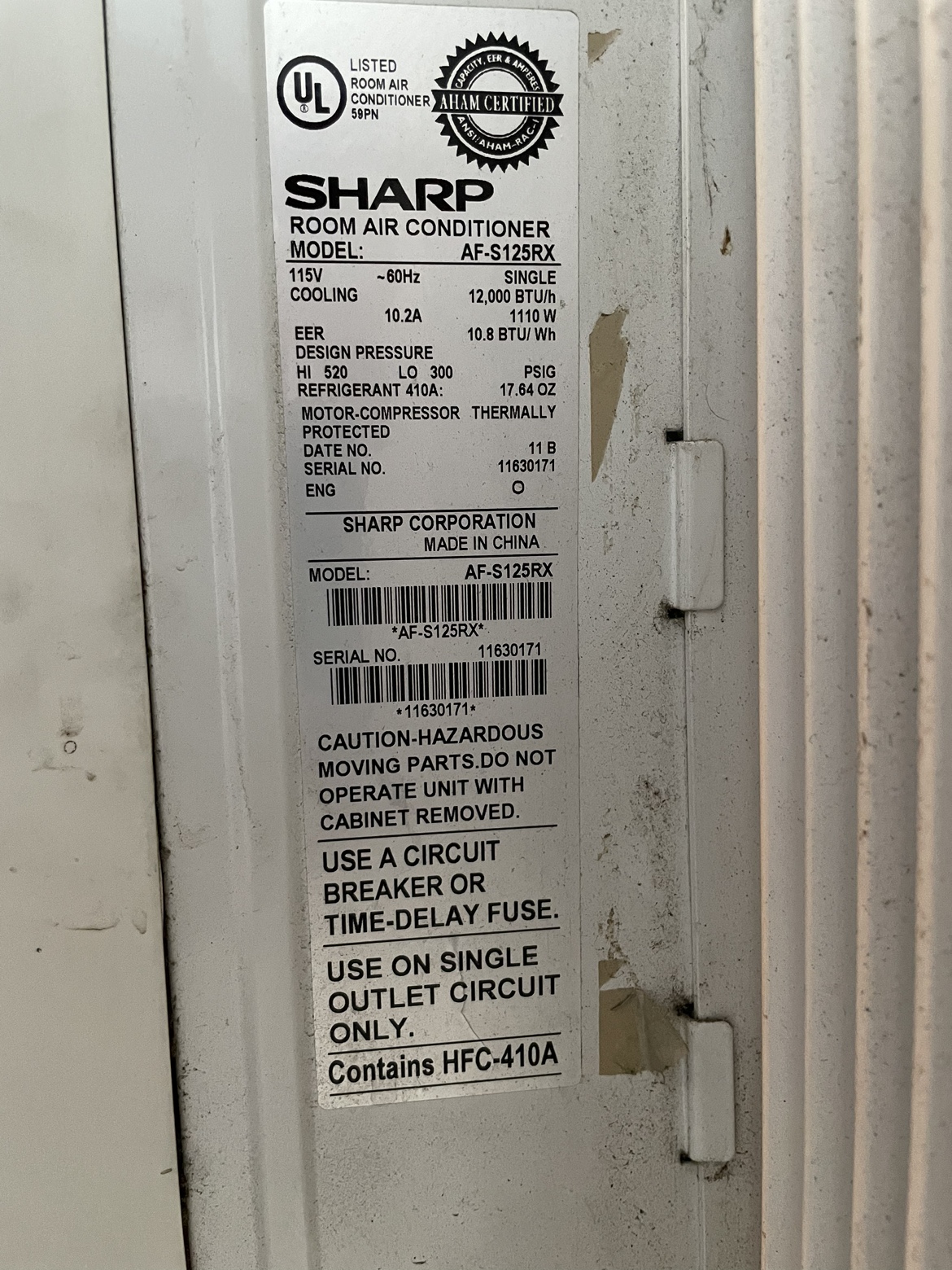 Sharp window AC 12000 BTU - photo 2