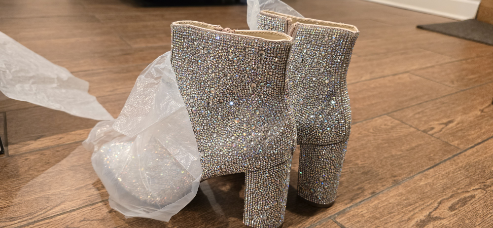 Betsy Johnson rhinestone boots 8.5