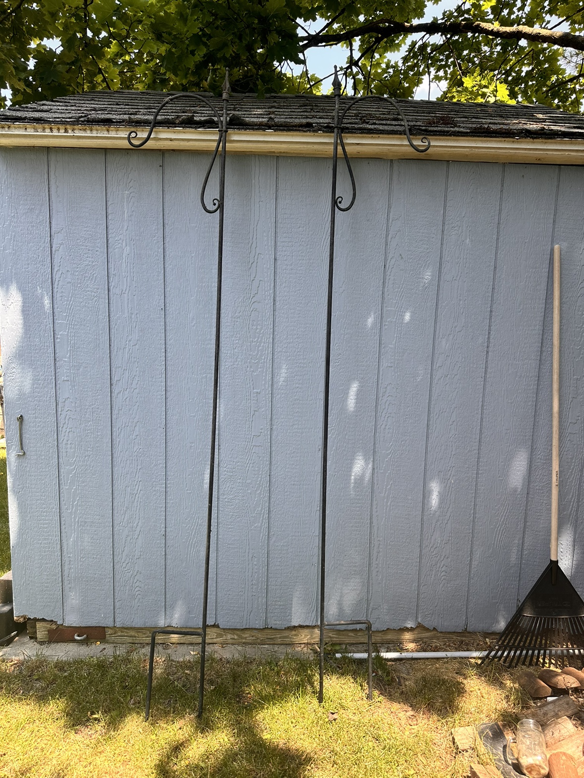 2 Shepherd Hooks for hanging planters/ lanterns