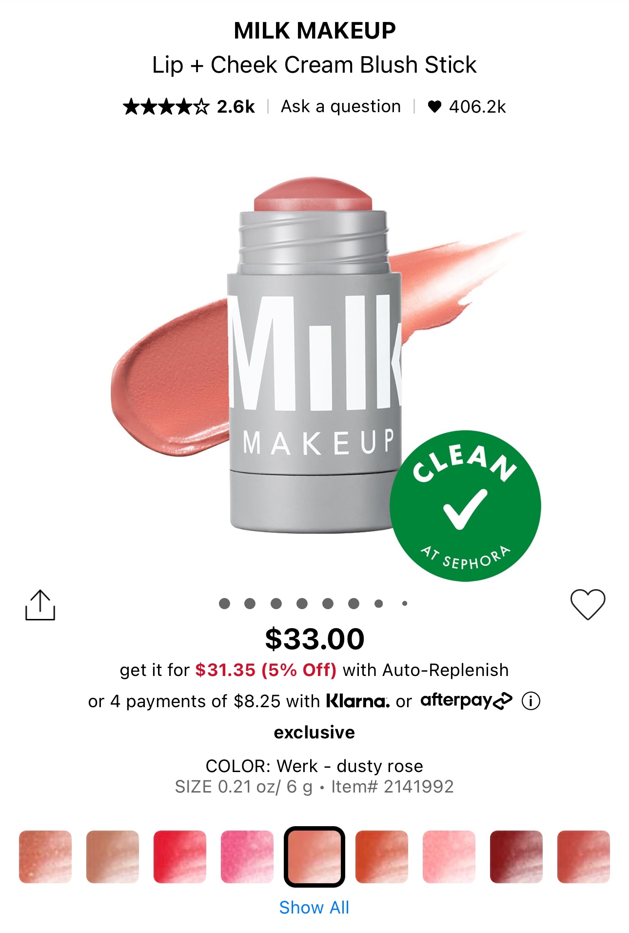 MILK Makeup Lip + Cheek Cream Blush Stick thumbnail