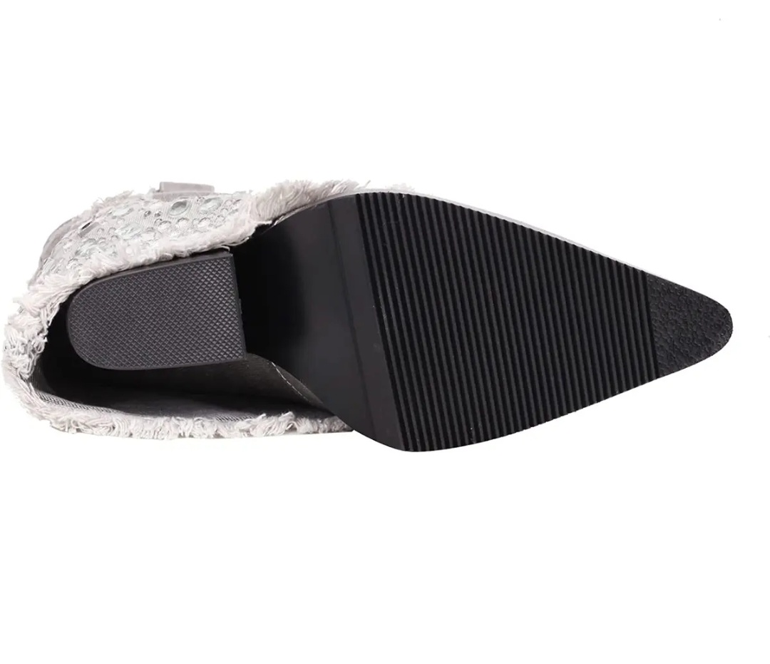 Ladies Gray Denim wide calf boots image indicator(3)