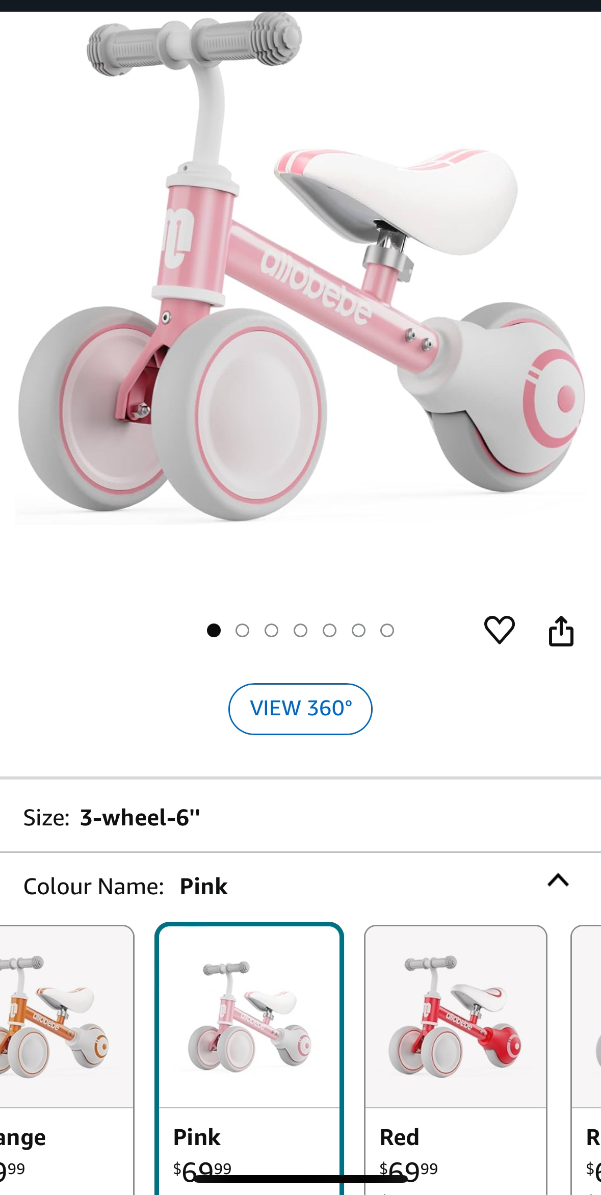 Toddler kids balance bike