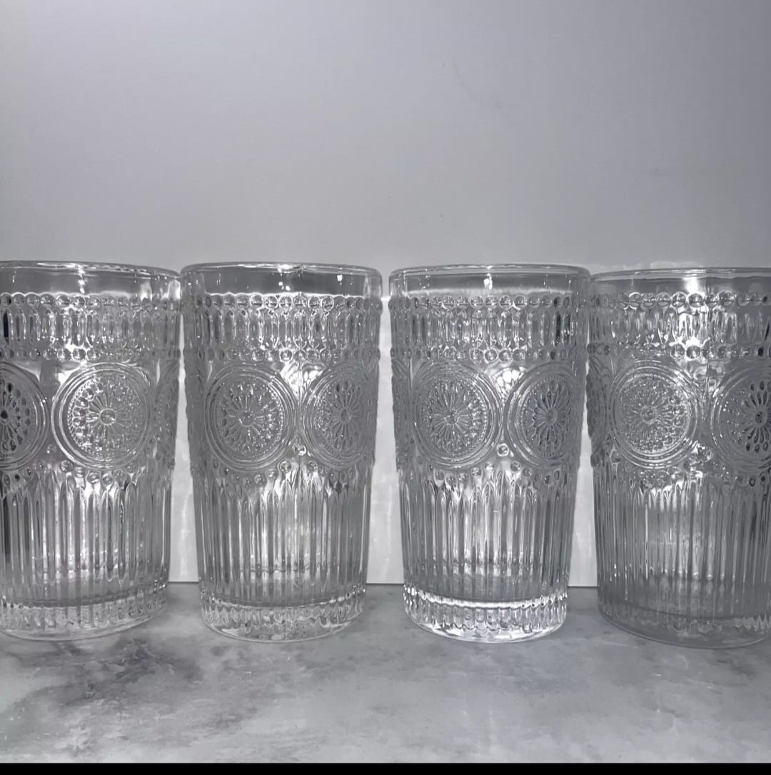 The Pioneer Woman Adeline 16-Ounce Embossed Glass Tumblers image indicator(5)