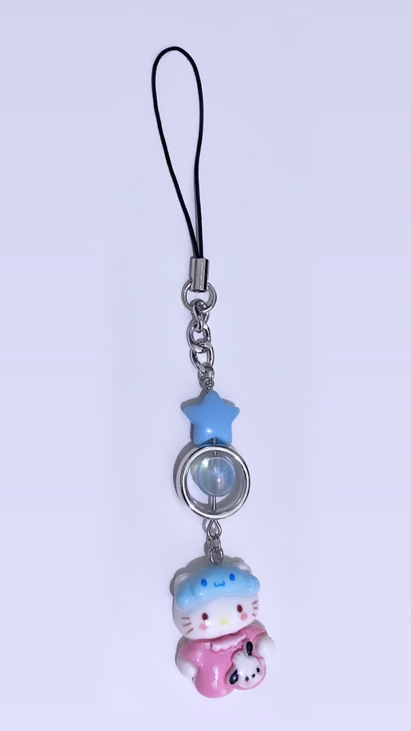 Hello Kitty w/ Cinnamoroll Sleep Mask Phone Charm (Handmade) thumbnail