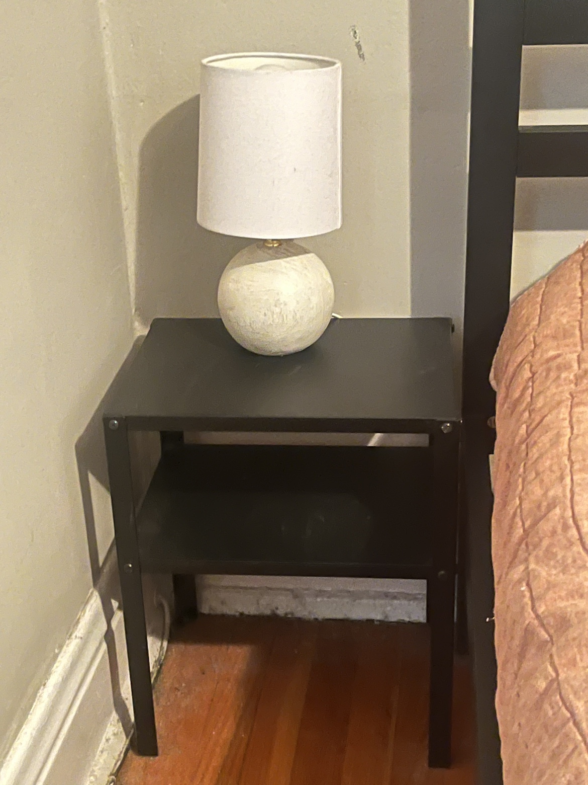 Small black metal nightstand