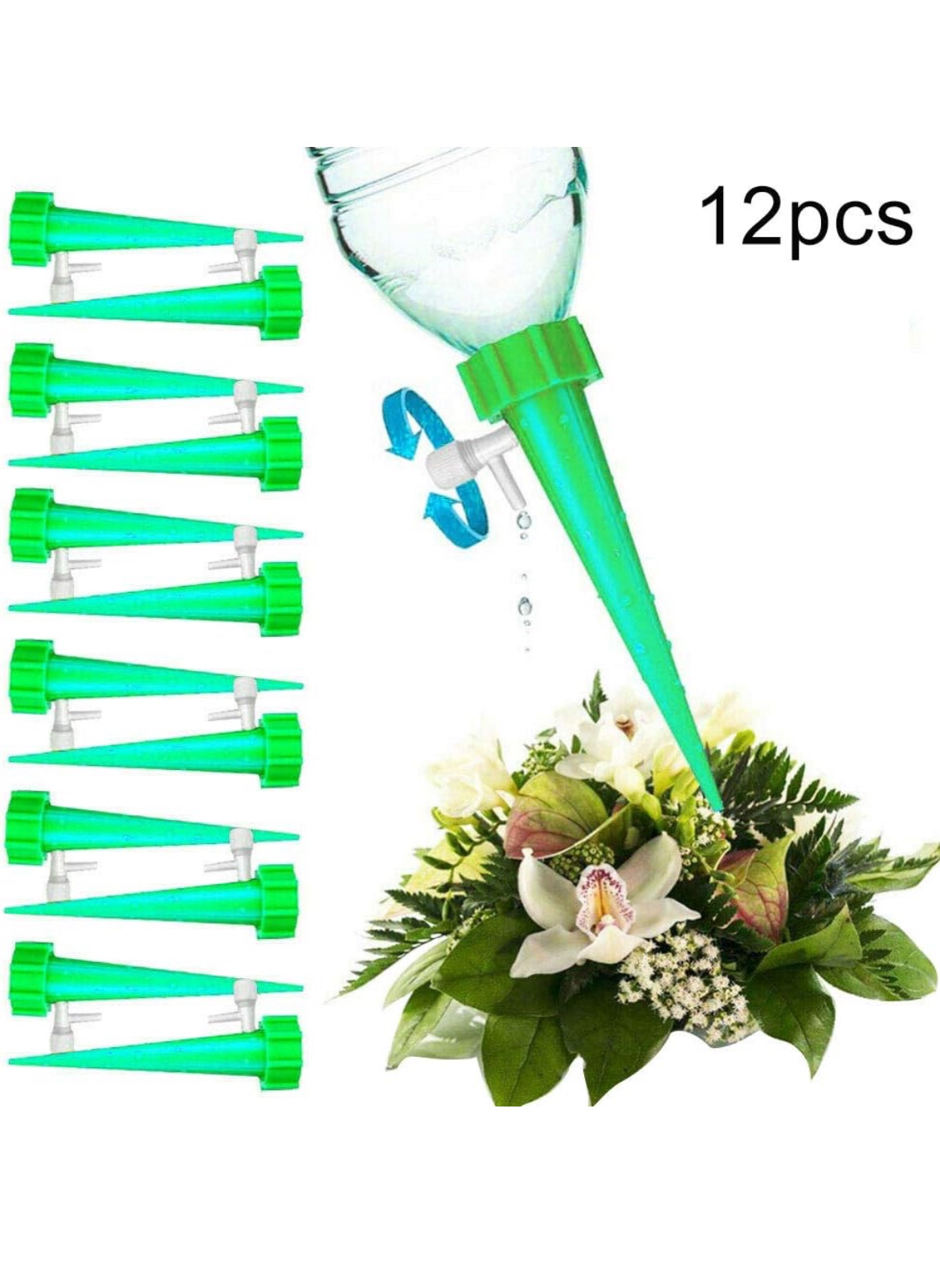 New pack 12Pcs Plant Water Funnel Flower Drip Spikes Automatic image indicator(2)