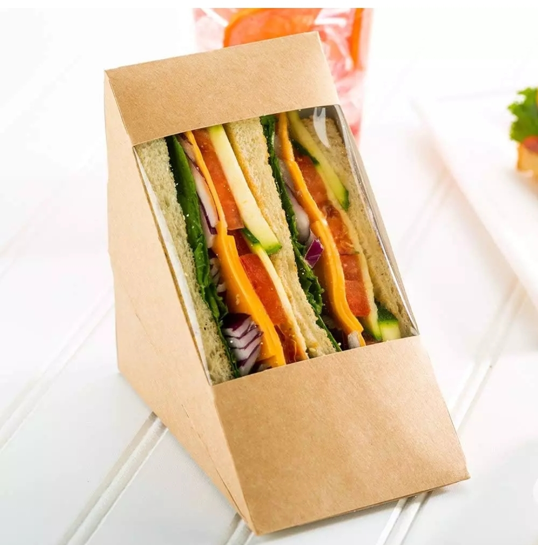 Triple Sandwich Wedge Box with Window 4.8"x3.2", 500 pcs