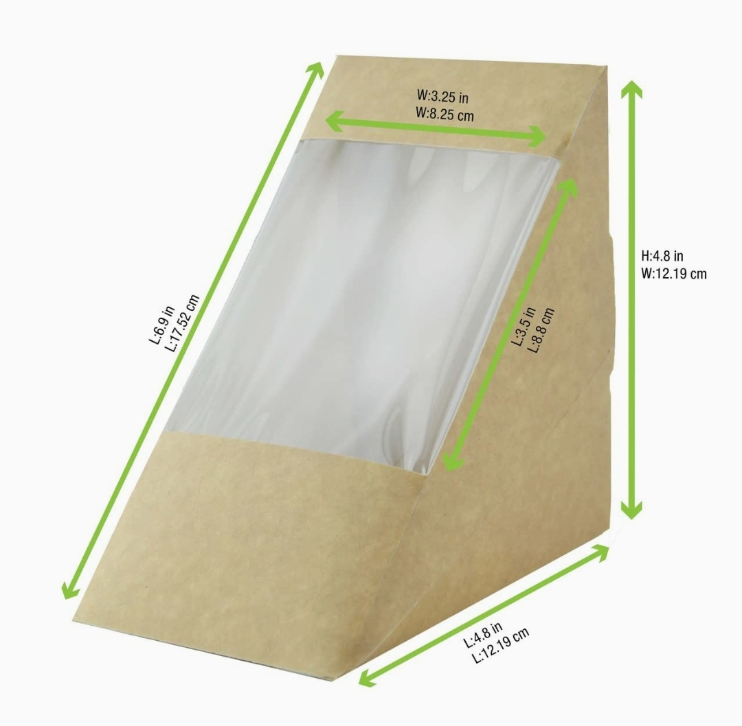 Triple Sandwich Wedge Box with Window 4.8"x3.2", 500 pcs - photo 2