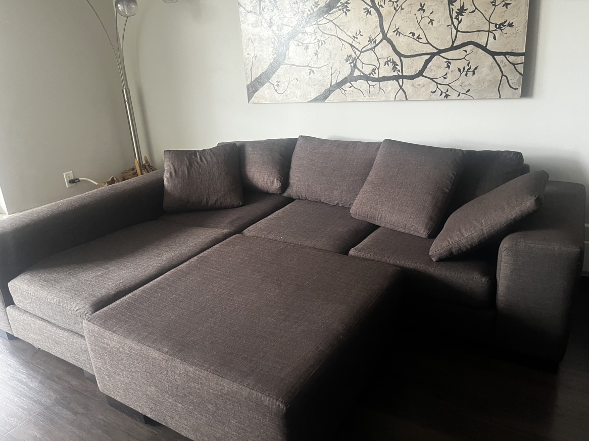 Large dark grey sectional with ottoman - photo 5