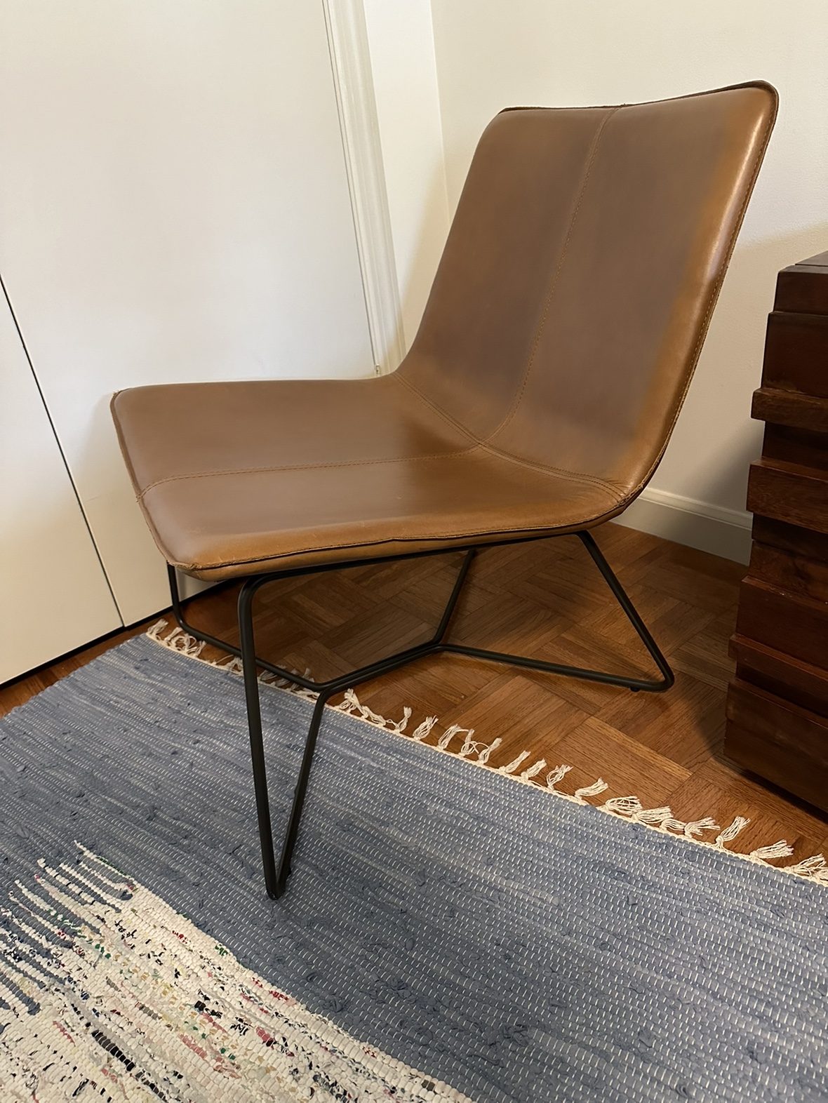 CB2 leather lounge chair