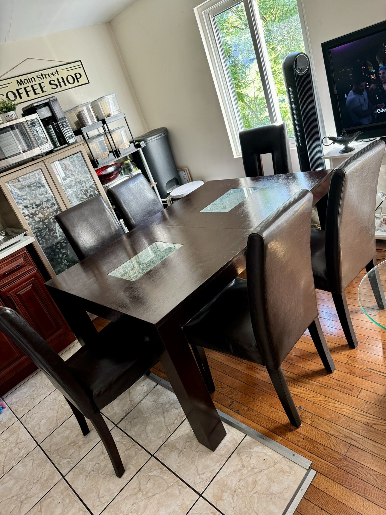 Dining set solid wood table and 6 leather chairs - photo 3