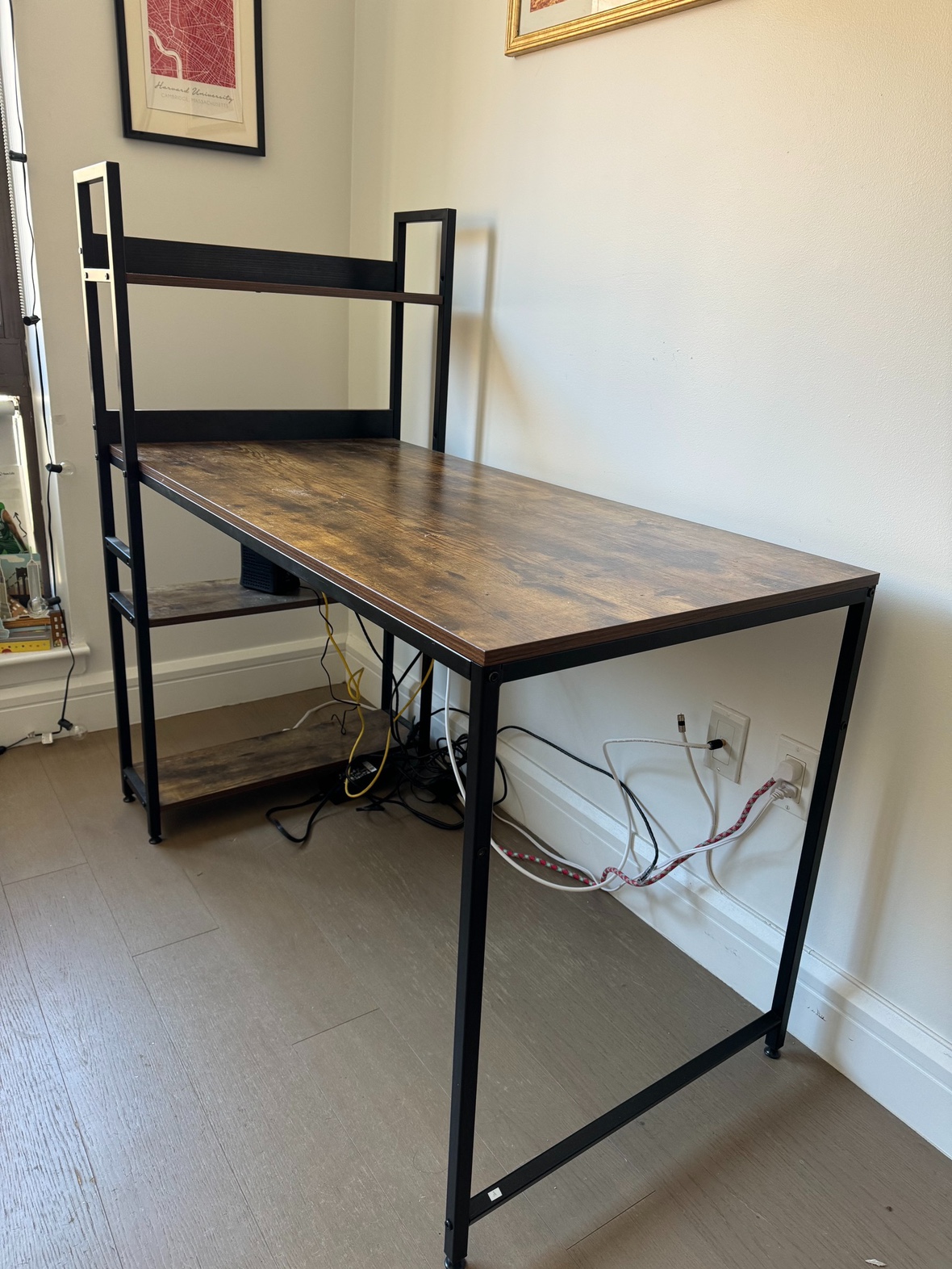 Modern desk with three shelves