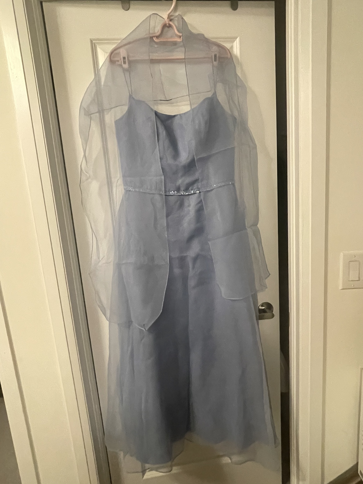 Morilee light blue dress with shawl