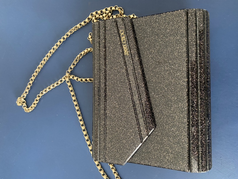 Jimmy Choo glitter acrylic crossbody purse