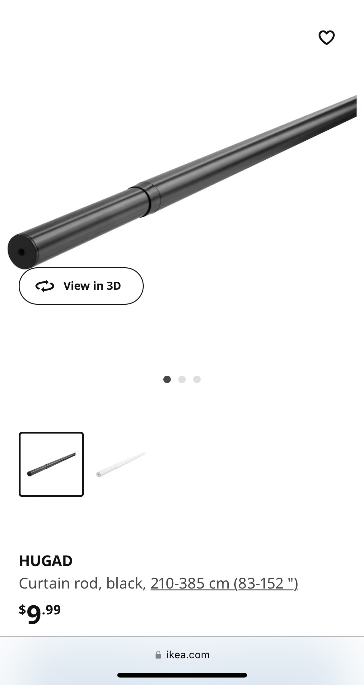 Ikea curtain rod 2 white / 1 black - photo 2