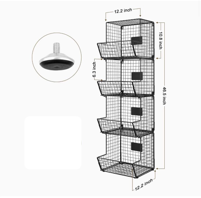 Standing wired basket organizer
