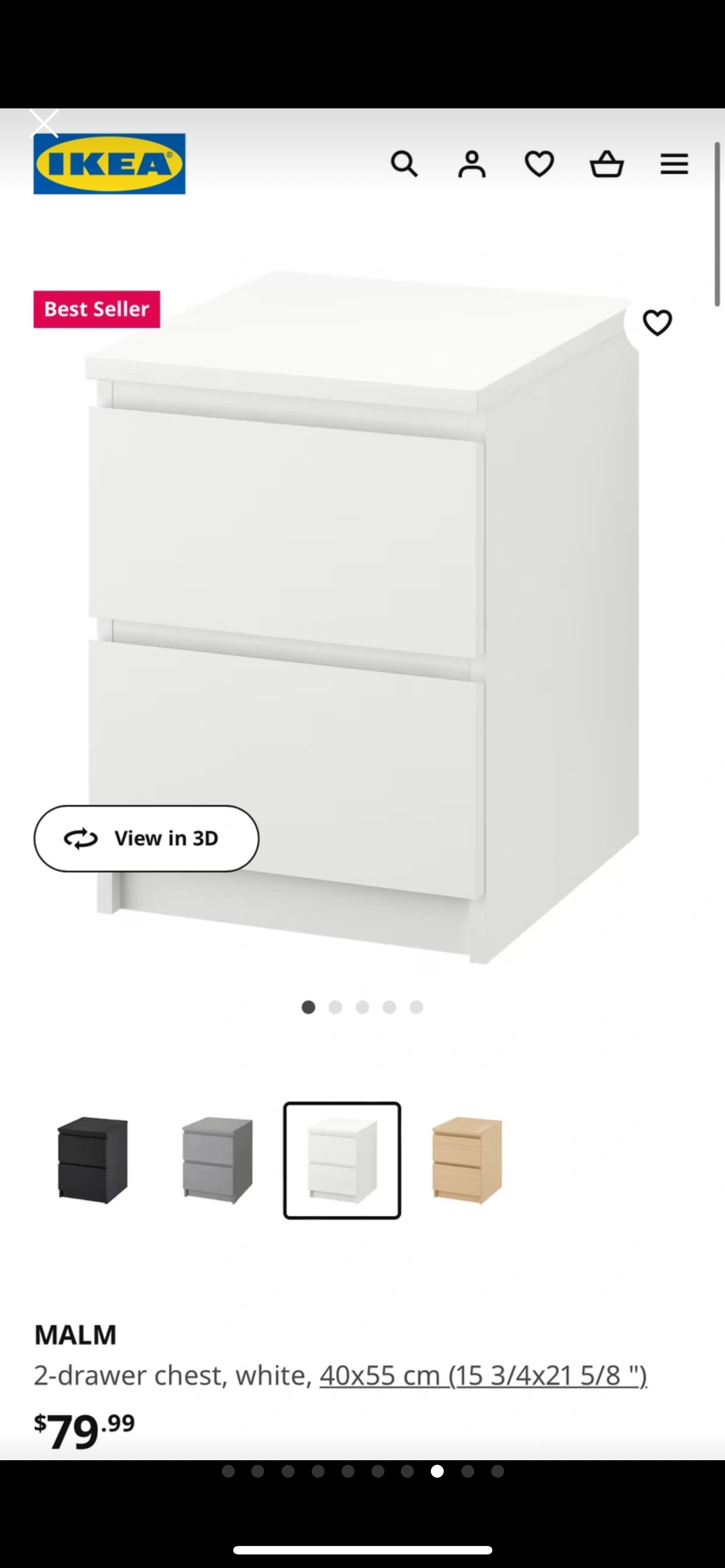 Malm 2 drawers chest