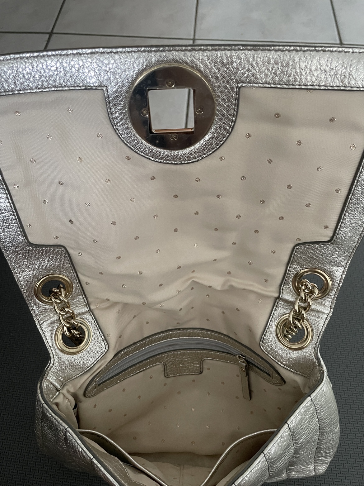 Kate Spade quilted gold clutch image indicator(2)