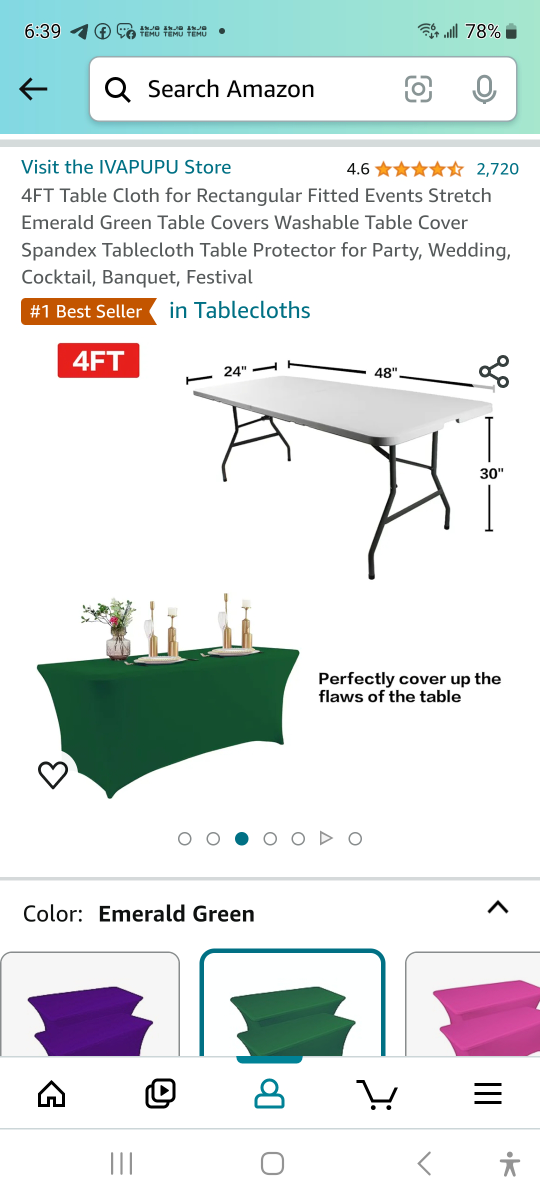 Brand new 2 pack 4 ft table cloth for rectangular fitted events - photo 3