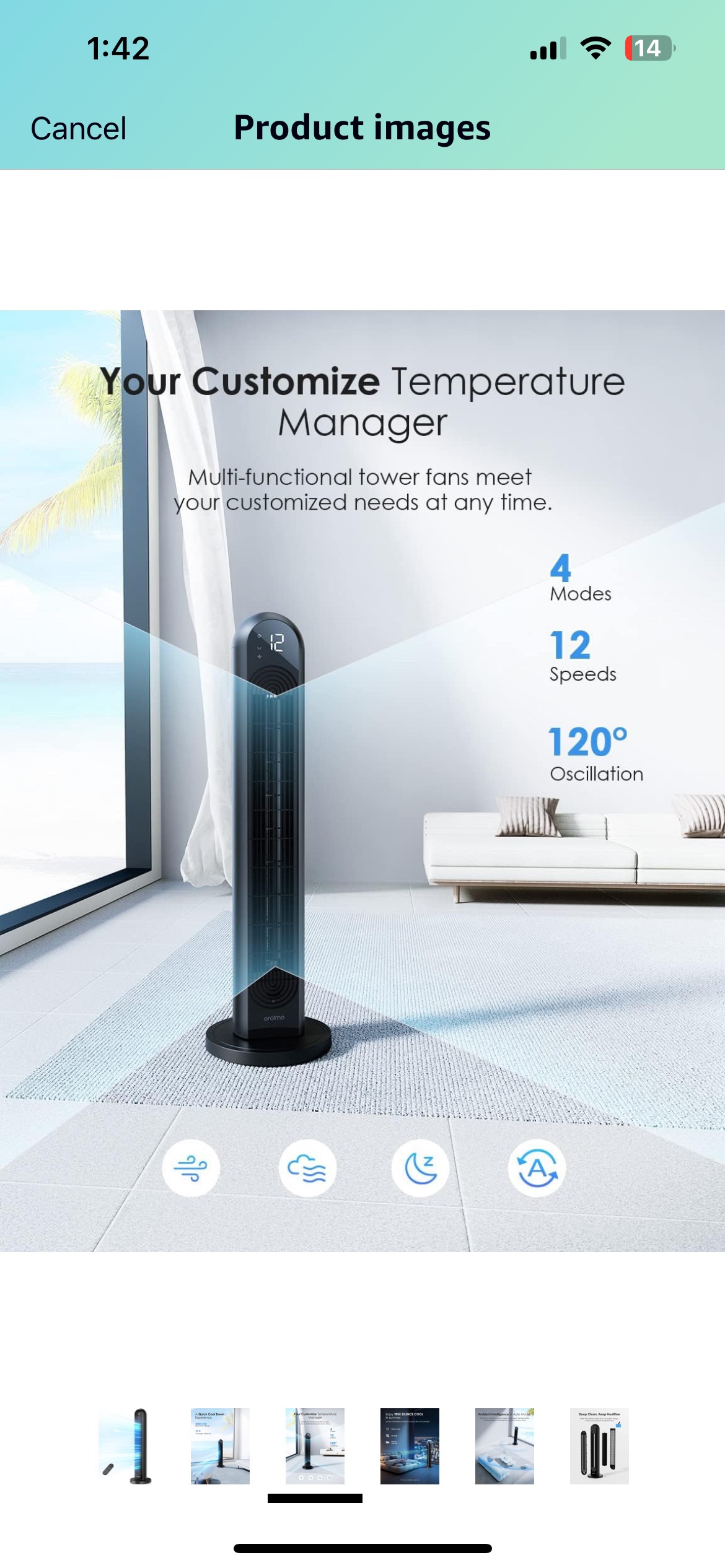 Oraimo Tower Fan 42in | Black - photo 2