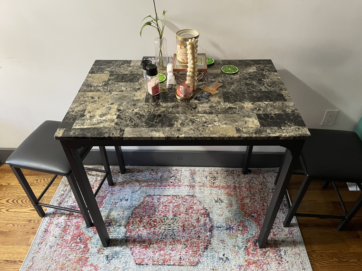 Faux Marble Top Kitchen Table with Stools - photo 2