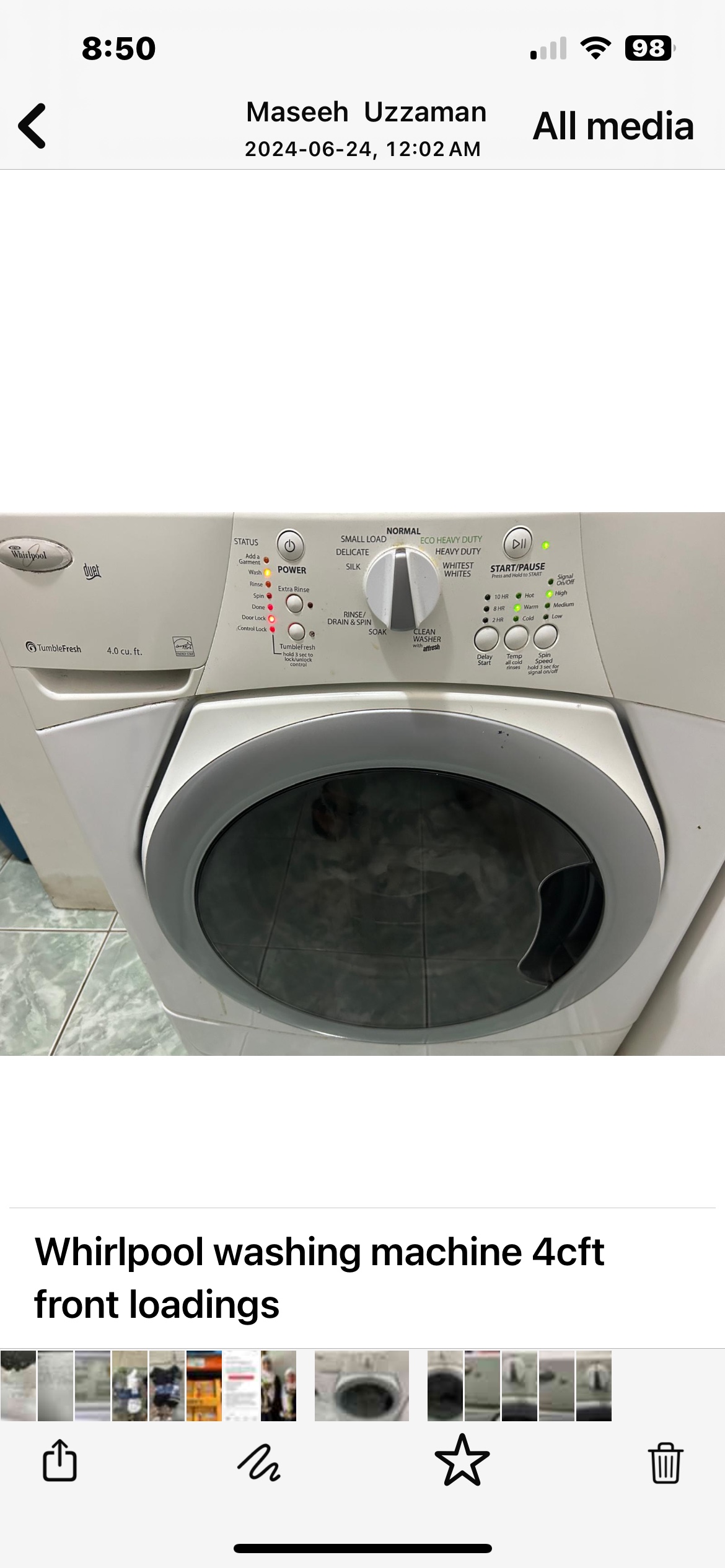 Whirlpool washing machine front load 4.00 cubic feet image indicator(3)