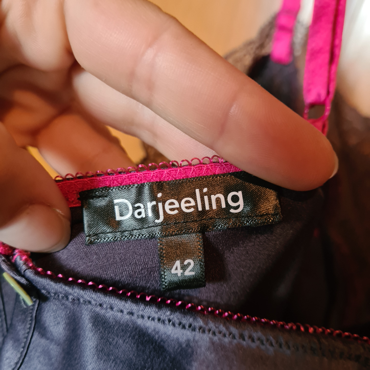 Grey lace nightdress with pink straps Darjeeling image indicator(7)