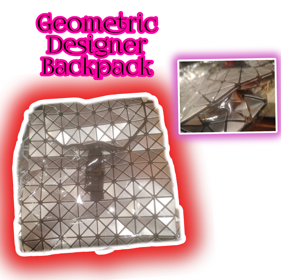 Metallic Studded Geometric Backpack Glam Utility Adjustable