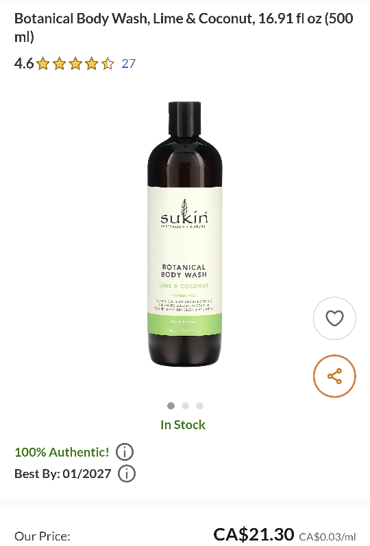 Sukin Botanical body wash: Coconut & Lime image indicator(3)